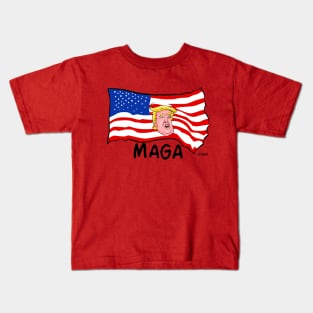 Trump MAGA on American Flag Kids T-Shirt